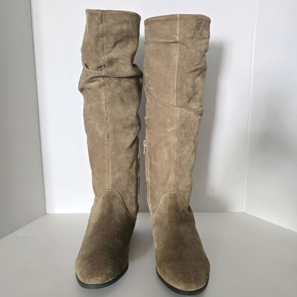 Array Womens Norwalk Taupe Suede Slouchy Mid-Calf Boots Size 6.5W - Picture 2 of 8